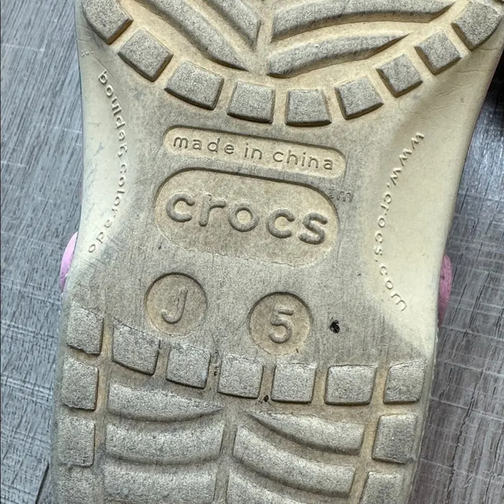 CROCS Kids Pink and Green Water Shoes with Charms